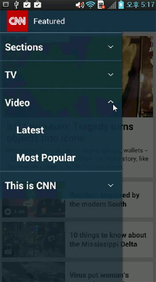 Android CNN Expandable menu.png